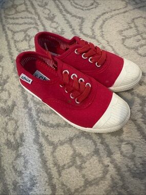 chus Kids Red Canvas Slip-On Sneakers with Laces